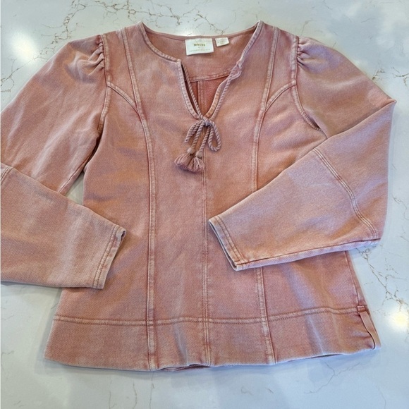 Anthropologie Maeve Pigment Dyed Tie Front Pullover Sweatshirt / xsmall - Picture 2 of 11